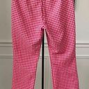 ZARA  Red Pink Gingham Cropped Mini Flare Trouser Pants S Photo 1