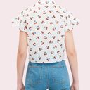 Kate Spade NWT  Cherry toss tie-front top, French cream, all cotton Photo 2