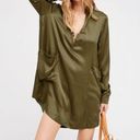 Free People  Bad Habit Mini Slip Dress Satin Olive Green Women’s S Oversized Fit Photo 0