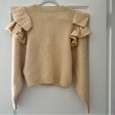 Lost + Wander Tan Ruffle Crewneck Oversized Relaxed Fit Sweater Size XS/S NWT Photo 4