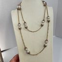 The Bar Vintage faux glass Pearls and chain 48” necklace Photo 4