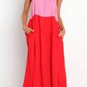 Petal and Pup  Aliana Pink & Red Colorblock Midi Dress S Photo 0