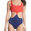 Solid & Striped  Bailey Cut Out Red Blue One Piece Swimsuit size large Photo 0