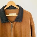 London Fog Vintage  Camel Brown Black Collar Fleece Jacket Coat Warm Minimal Photo 3