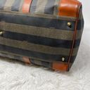 Fendi Vintage  Huge Pequin Stripe & Cognac Leather Duffel/Weekender Bag Photo 8