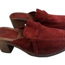 American Eagle  Vintage 90’s/Y2K Suede Wood Platform Mules Clogs Maroon Photo 1