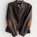 ZARA  100% Wool Brown Tweed Riding Equestrian Jacket Blazer Elbow Patch Medium Photo 5