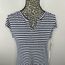 Caslon Navy/White Stripe Linen Blend Cap Sleeve Lightweight Tunic Top XXS NWT Photo 1