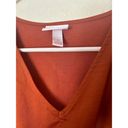 Isabel Maternity Women Small Orange Blouse V-Neck Buttons Stretch Relaxed Fit Photo 6