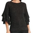 DKNY  Multi-Color Shimmer Ruffle Sleeve Sweater Photo 0