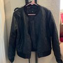 Forever 21 Black Faux Leather Bomber Jacket Photo 0