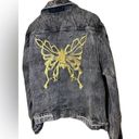 Beautiful boho Denim Jacket With gold embroidered Butterfly size 8 Photo 1