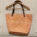 Pottery Barn  Orange & White Tote Bag Vacation Beach Canvas Handbag Cotton 21x14 Photo 5