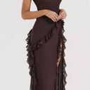 House Of CB NWOT  ARIELA Espresso Ruffle Maxi Dress Size S Photo 2