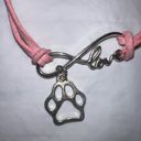 infinity Pink Leather and Silver Tone  Love Paw Charm Bracelet Photo 2