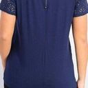 Market & Spruce MARKET SPRUCE STITCH FIX Plus Size Hans Crochet Front Top Navy Blue Short Sleeve Photo 1