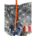 Mossimo Fringe Distressed Denim Shorts Stars Patriotic Beach Coastal School Vaca Blue Size 6 Photo 4