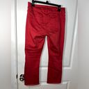 CAbi  Maroon Capri Cut Frayed End Trim Hi-Low Crop Zipper Button Jeans Sz 4 Photo 1