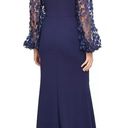 Eliza J . Off-the-Shoulder Mesh-Sleeve Gown in Navy, Size 4, New w/Tag Photo 3