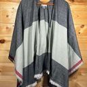 Calvin Klein  Women's Striped/Plaid Shawl Poncho Wrap in Dark & Light Gray Photo 0