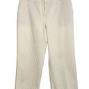 St. John  Sport Beige White Striped Seersucker Wide Leg Cropped Pants 12 Photo 4