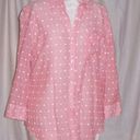 SO Cute Watermelon Pink Polka Dot Button Front Shirt Top Cotton 3/4 Sleeve XL Photo 0