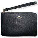 Coach  Black Pebbled Leather Small Corner Zip Wallet Wristlet Photo 0