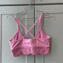 Carbon 38  Crochet Banded Macrame Pink Barbie Cropped Sports Bra Small Athletic Photo 4