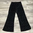 Topshop Black with Silver Polka Dot Stretchy Ribbed Elastic Waist Flared Leg S Photo 1