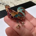 Signed Napier Gold Tone Multi Color Enamel / Rhinestone Rooster Bird Brooch Pin Photo 5