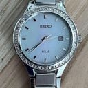 Seiko  Solar Ladies Watch Diamonds Stainless Bracelet Pearl Dial Date Window Photo 0