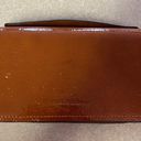 Melie Bianco  Brown Patent Vegan Preppy Minimalist Old Money Clutch Bag Photo 0