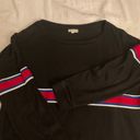 Heart and Hips Black Crop Top Sweater with Red, White & Blue Trim, size M Photo 3