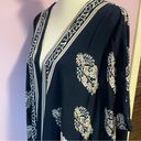 Boho Floral Navy Kimono Longline Open Front Poncho Shawl Medium Photo 4