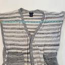 Calvin Klein Jeans  Gray White Striped Open Front Knit Cardigan Lightweight Photo 8