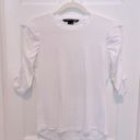 Veronica Beard  Waldorf Ruched Sleeve Tee White XS Photo 3