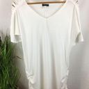 Venus  White V Neck Gold Cutout Strappy Sleeve Short Sleeve Tee T Shirt L Photo 6