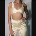 Princess Polly Alethea Champagne Satin Cropped Tank & Wide Leg Pant Set 6 Photo 1