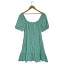 Draper James  RSVP Dress Womens XL Gingham Surplice Bubble Sleeve Peplum Green Photo 12