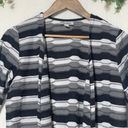 Dress Barn  Open Cardigan White Black Grey Horizontal Stripes Medium Photo 2