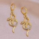 18K Gold Plated Gold Snake Drop Dangle Hoop Earrings for Women Photo 0