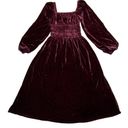 Hill House NWT  The Jasmine Nap in Burgundy Velvet Smocked Midi Dress XS Photo 2