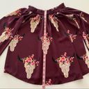 Peach Love California  | Steer Skull Floral Print Blouse Small Photo 2