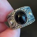 Onyx Vintage black  antique silver plated ring size 6.5 Photo 7