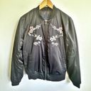 American Eagle  | Members Only Bomber Jacket Black Embroidered Floral | Medium Photo 0