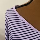 Edge Sundance maritime striped slouchy raw  v-neck tunic length tee lavender XS Photo 6