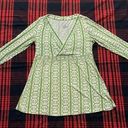 Merona Target  Green Geometric Long sleeve V neck Blouse top Photo 0