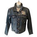 Vervet Classic Crop Fit Distressed Denim Jean Jacket S Medium Blue Non- Stretch Photo 0