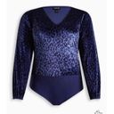 Torrid Blue Velvet Animal Print Bodysuit  Photo 3