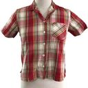 Erika Vintage 80s  Red Plaid Short Sleeve Top Size Petite Medium Photo 0